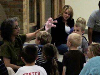 Gari Stein with a group of children