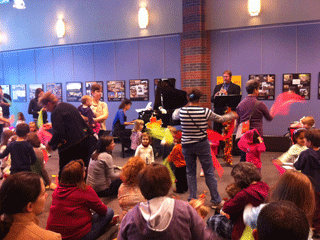 Gari Stein with a group of children